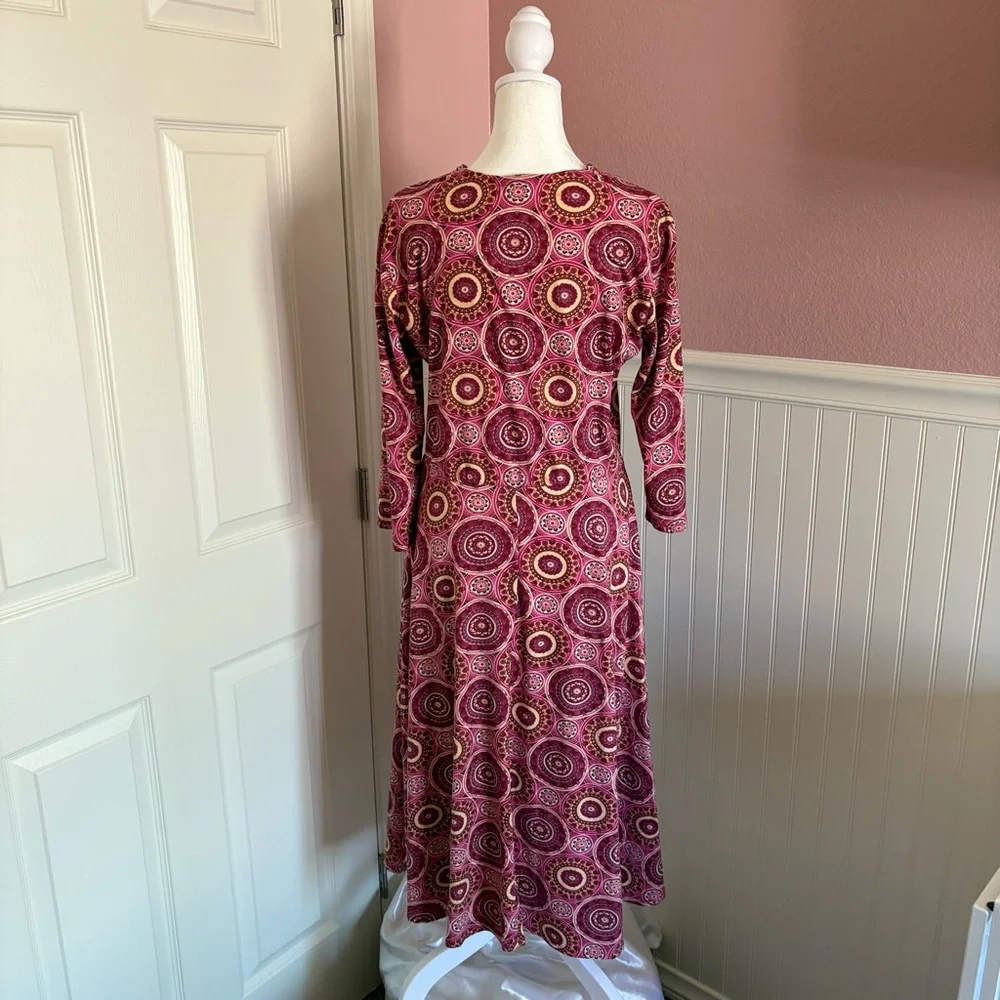 Agnes & Dora size Large Pink Patterned Midi Dress with Pockets - Picture 6 of 9